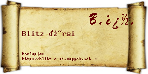 Blitz Örsi névjegykártya